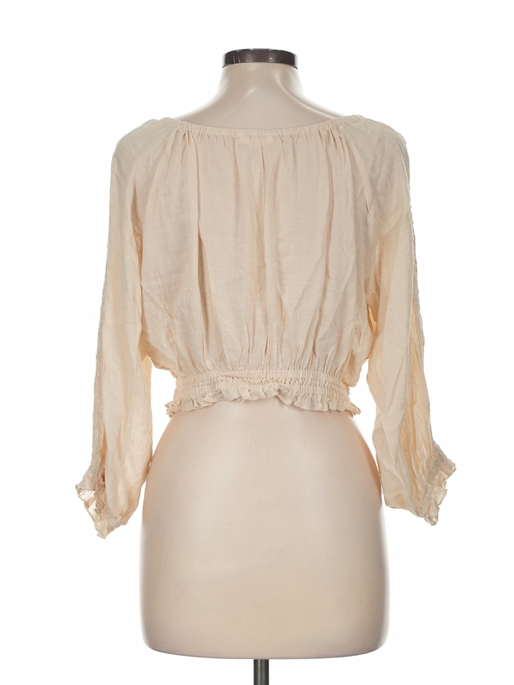 Spell Harmony Cream Lace-Trim Tie-Front Crop Top in Porcelain - Picture 6 of 8